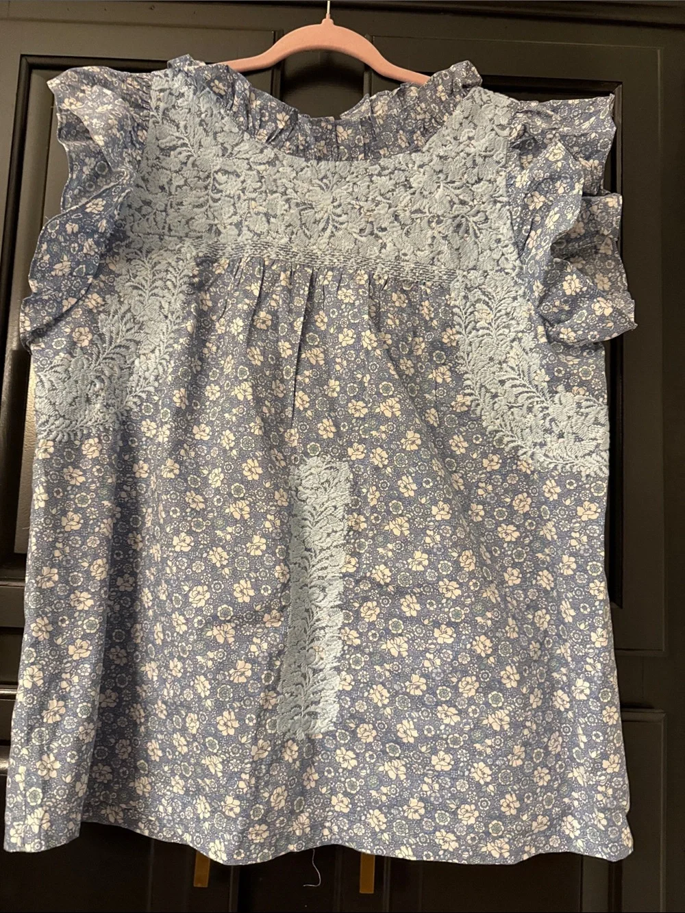 J. Marie Light Blue Floral Lace-Trim Sleeveless Blouse size XL - Picture 1 of 4